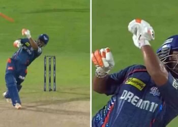 துடுப்பாட்ட மட்டையை பறக்கவிட்டு ஆட்டமிழந்த ரிஷப் பண்ட்!