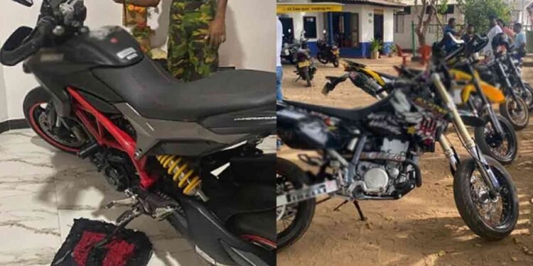 உயர் சக்தி கொண்ட மோட்டார் சைக்கிள்களுடன் நால்வர் கைது