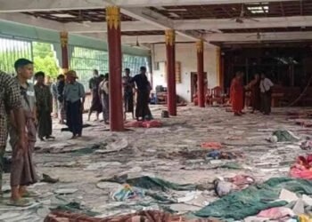 மியன்மாரில் துணிகரம் : புத்த மடாலயத்தில் நடந்த வான்வழி தாக்குதலில் 23 பேர் பலி