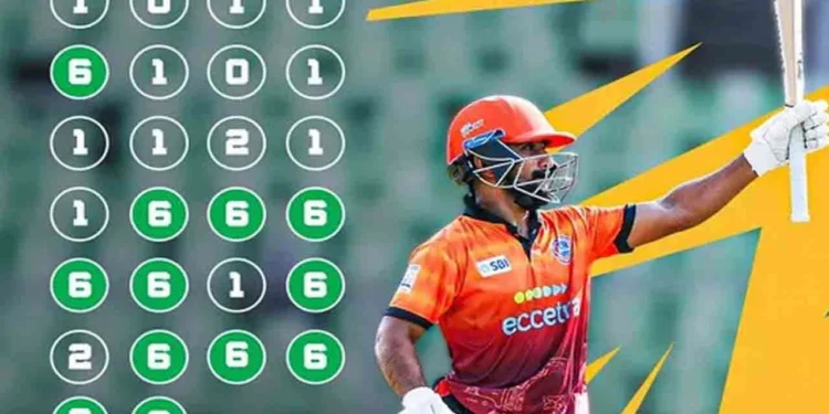 ஒரே ஓவரில் 40 ஓட்டங்களை சாத்தியமாக்கிய வீரர்