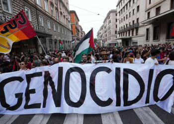 காசா மீது தாக்குதலுக்கு எதிராக இத்தாலியில் ஆவேசமான எதிர்ப்பு