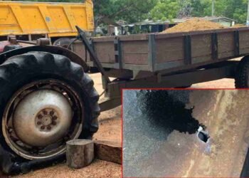 உழவு இயந்திரத்தின் மீது பொலிஸார் துப்பாக்கிச் சூடு