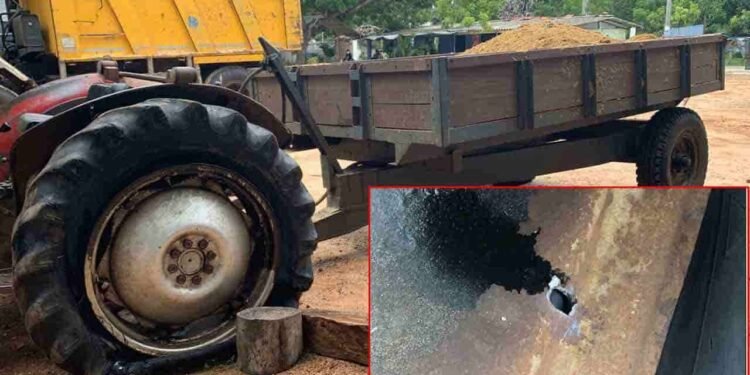 உழவு இயந்திரத்தின் மீது பொலிஸார் துப்பாக்கிச் சூடு