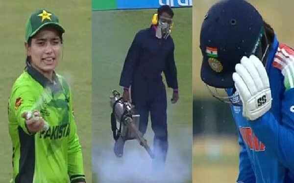 சில நிமிடங்களுக்கு இடைநிறுத்தப்பட்ட மகளிர் இந்திய – பாகிஸ்தான் போட்டி