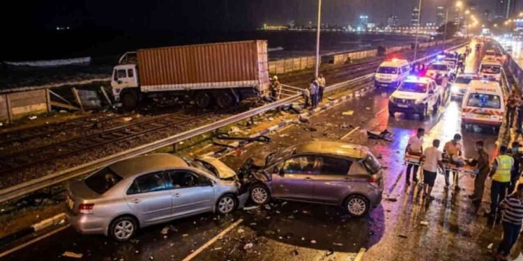 பம்பலப்பிட்டி கடற்கரை வீதியில் விபத்து: 5 பேர் காயம்