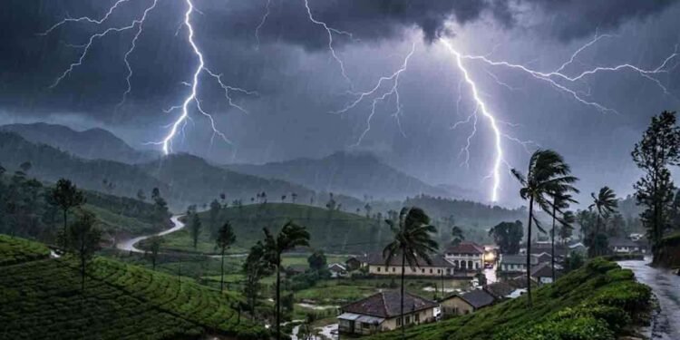 நாட்டின் பல பகுதிகளில் இடியுடன் கூடிய மழை