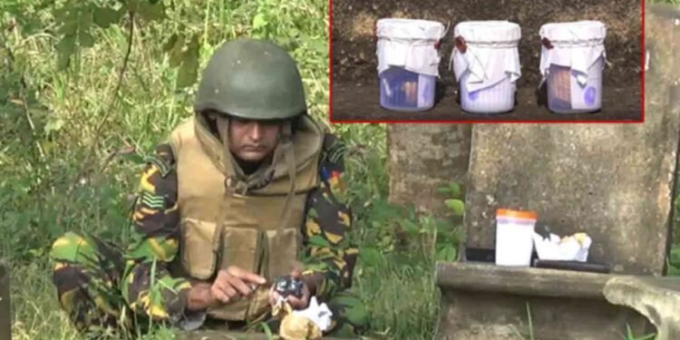 வீட்டில் பதுக்கி வைக்கப்பட்டிருந்த 3 குண்டுகள் மீட்பு