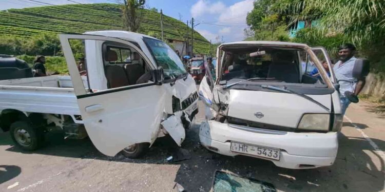 ஹட்டனில் லொறி – வேன் மோதி விபத்து: இருவர் படுகாயம்