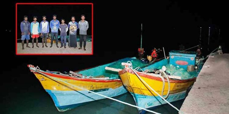 வடக்கு கடலில் 7 இந்திய மீனவர்கள் கைது; 2 படகுகள் பறிமுதல்