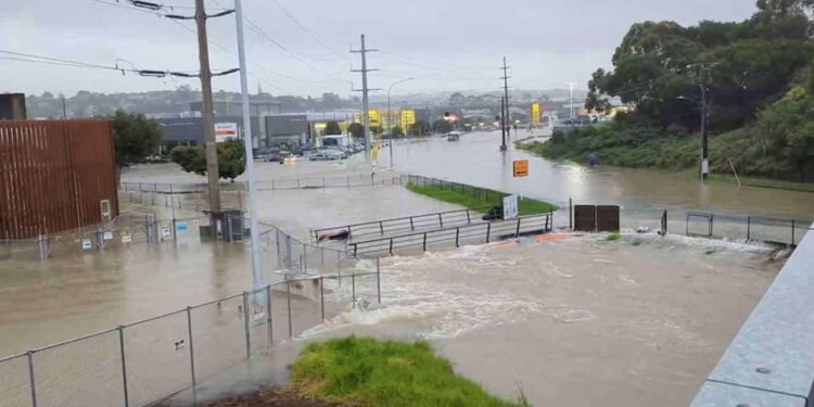 நியூசிலாந்தை தாக்கிய கடும் புயல் காரணமாக 90-க்கும் மேற்பட்ட விமானங்கள் ரத்து செய்யப்பட்டுள்ளன.