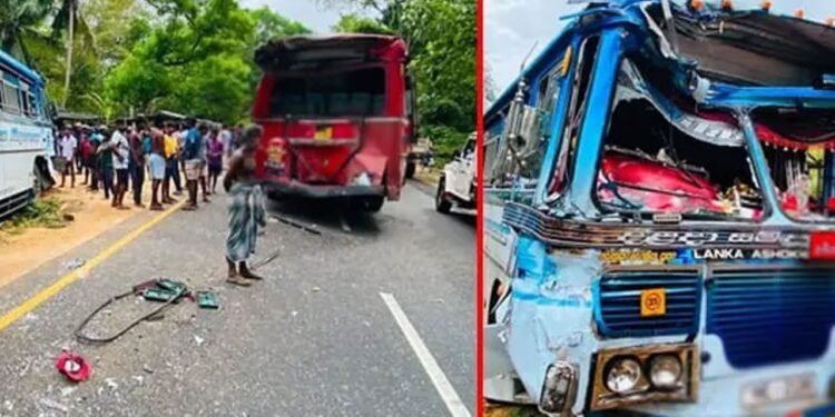இரண்டு பேருந்துகள் ஒன்றுடன் ஒன்று மோதி விபத்து – அறுவர் வைத்தியசாலையில்
